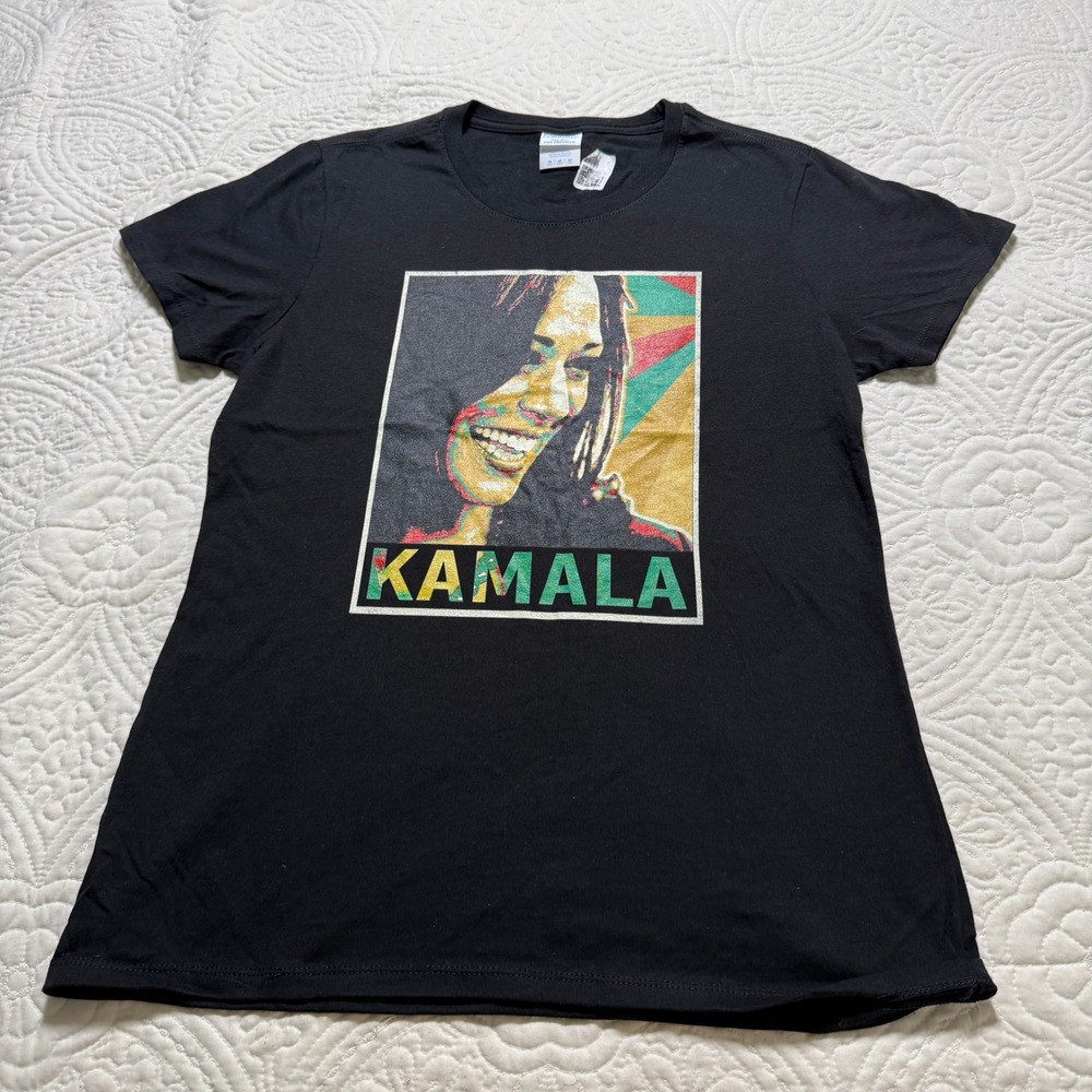 Kamala Harris Graphic T-Shirt Womens M Black Pop Art Tee Americana Political